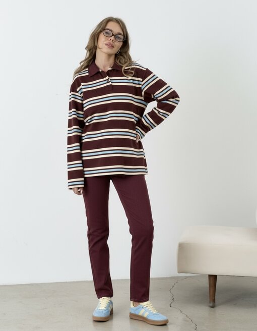 Бордовое поло в полоску для будущих и кормящих мам Tracy — изображение 4