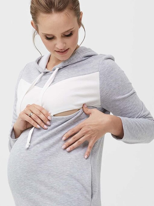 Серое платье для беременных и кормящих мам Sabina — изображение 2