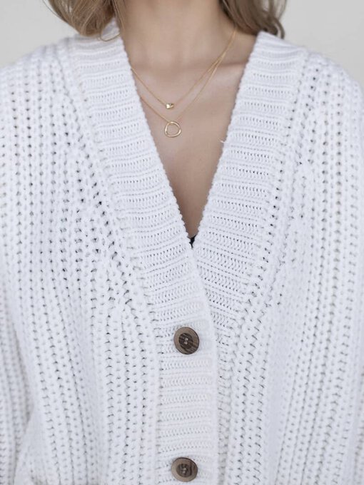 Белый кардиган с карманами и пуговицами Funky — изображение 8