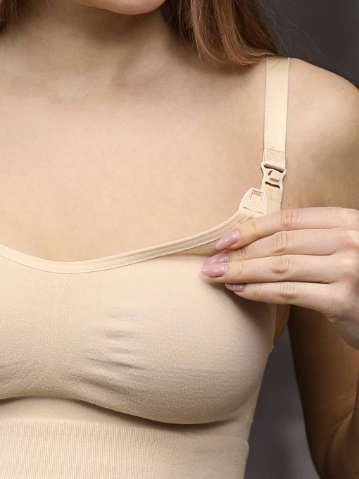 Бежевый бесшовный топ для беременных и кормящих мам Korfu — изображение 7