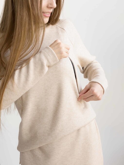 Бежевый теплый костюм для будущих и кормящих мам Trendy — изображение 4