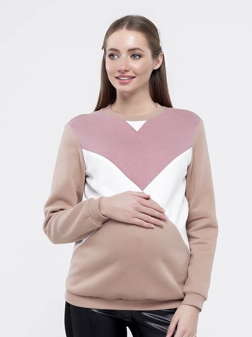 Бежевый теплый свитшот для будущих и кормящих мам Cat Warm — изображение 6