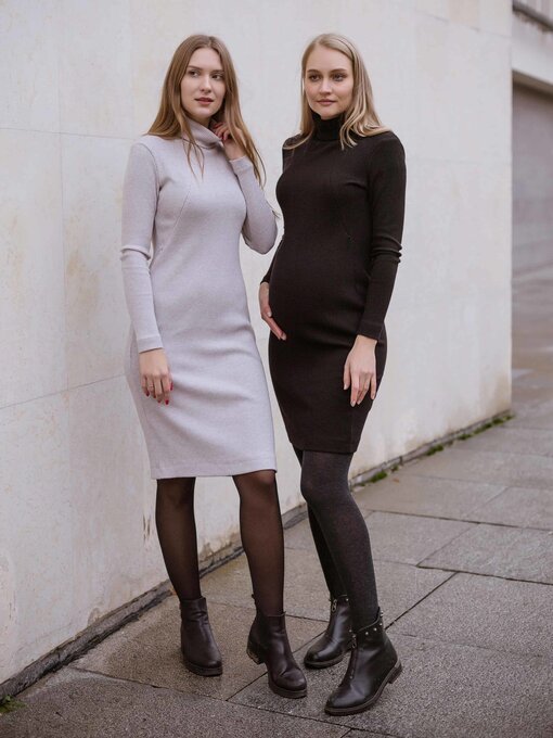 Черное теплое платье для беременных и кормящих мам Amaretto — изображение 4