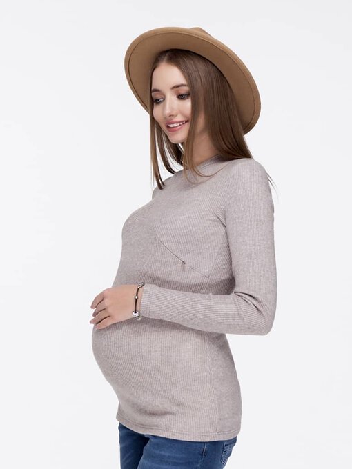 Кофейный лонгслив для будущих и кормящих мам Stefania Warm — изображение 4