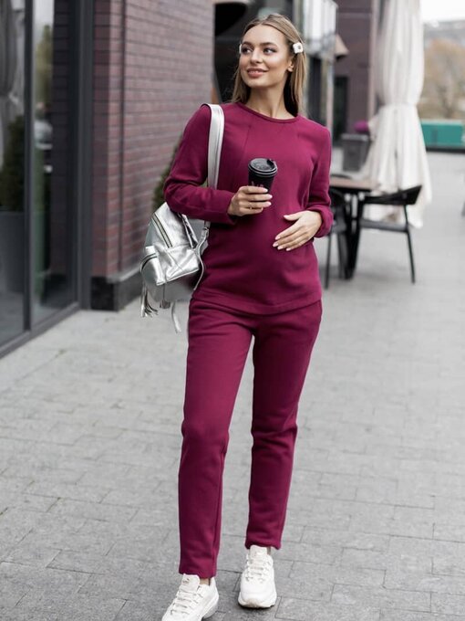 Вишневый теплый костюм для будущих и кормящих мам Halle