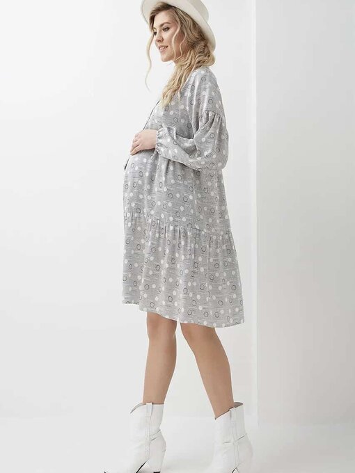 Серое платье с бантом для будущих и кормящих мам Georgia — изображение 3