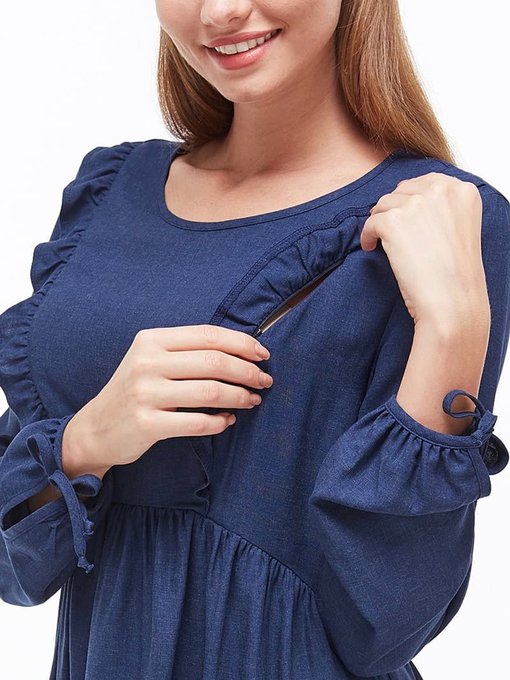 Синее платье для будущих и кормящих мам Kris — изображение 2