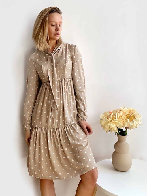 Бежевое платье для будущих и кормящих мам Teyana — изображение 3