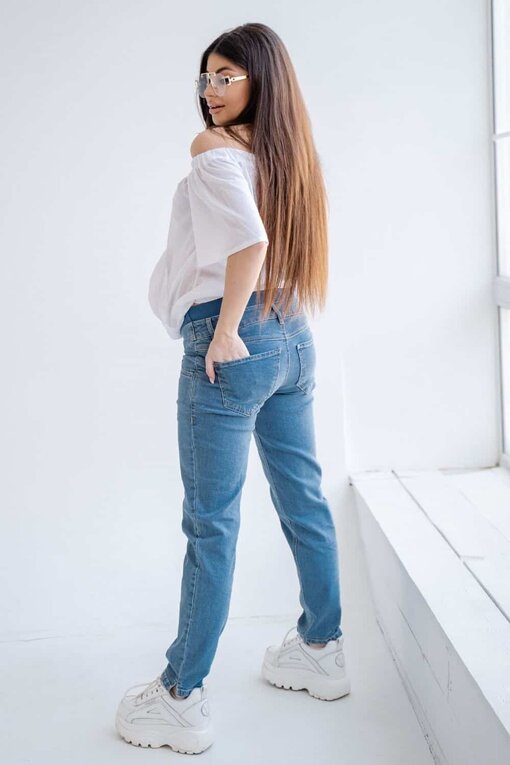 Голубые джинсы-бойфренды для будущих и кормящих мам Brave — изображение 6