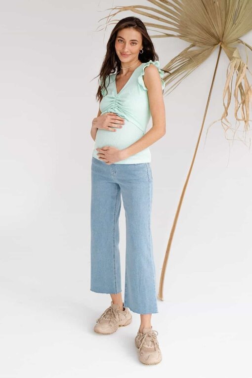 Голубые джинсы прямого кроя для будущих мам Versus