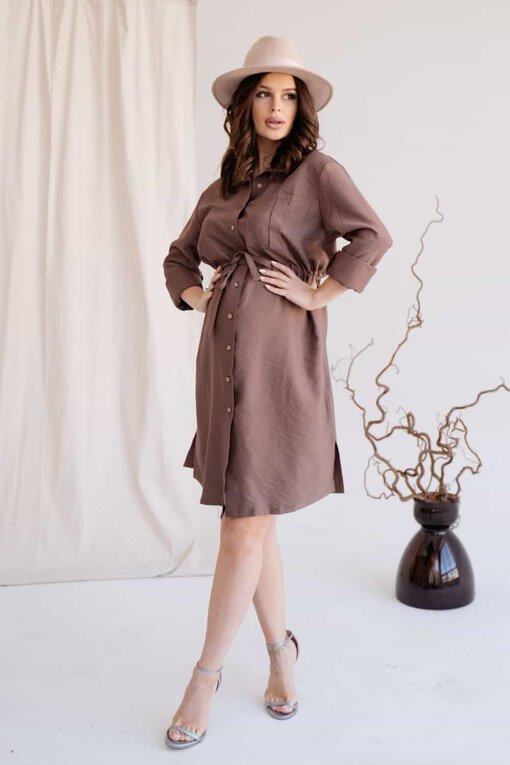 Кофейное платье для будущих и кормящих мам Samanta
