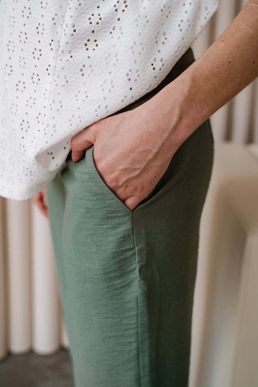 Льняные брюки в цвете хаки для будущих и кормящих мам Amigo — изображение 2