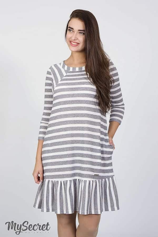 Бело-серое платье для будущих и кормящим мам Lina — изображение 8