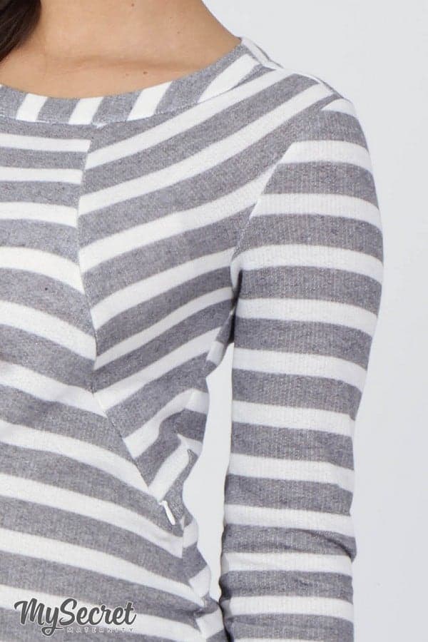 Бело-серое платье для будущих и кормящим мам Lina — изображение 6