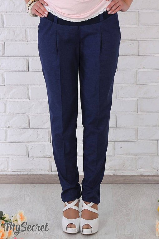 Синие льняные брюки для будущих мам Dakota — изображение 3