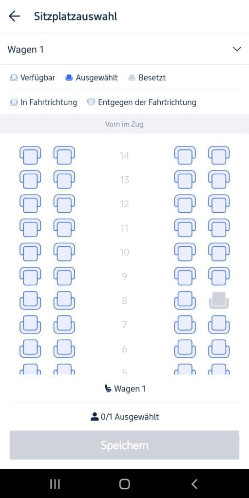 Sitzplatzreservierung bei Trip.com