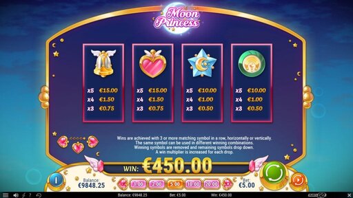 moon princess paytable symbols screenshot video slot play'nGo