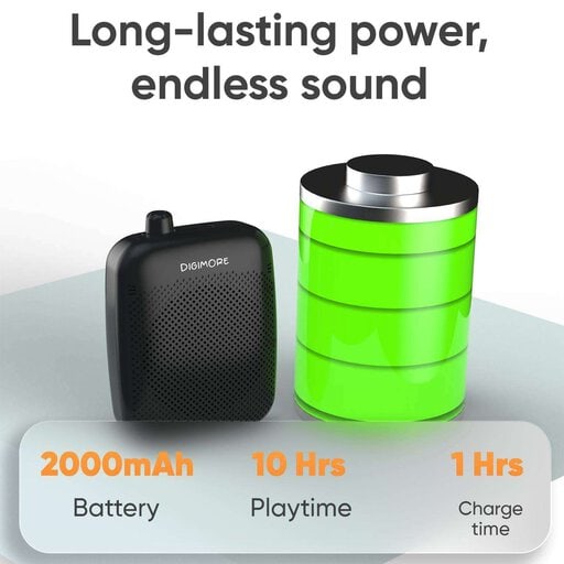 DIGIMORE Voice Amplifier for Teachers with Bluetooth | 8 Hrs Battery | Wired Headset Mic with 10W Speaker for Tour Guides,Yoga,Classroom Teaching Aid for Schools & Colleges (D-1200) - Image 5