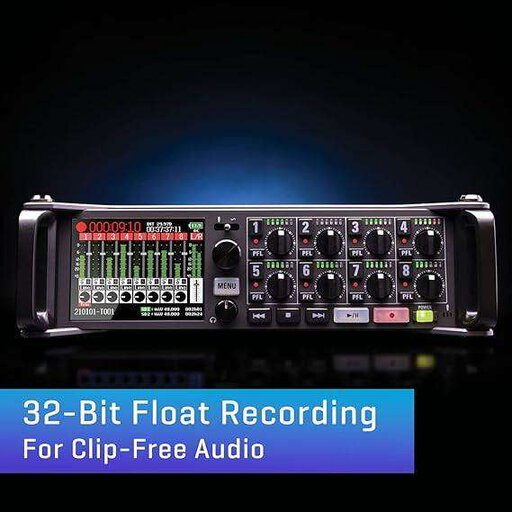 Zoom F8n Pro Professional Field Recorder/Mixer, Audio for Video, 32-bit/192 kHz Recording, 10 Channel Recorder, 8 XLR/TRS Inputs, Timecode, Ambisonics Mode, Battery Powered, Dual SD Card Slots
