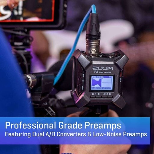Zoom F3 Professional Field Recorder, 32-bit Float Recording, 2 Channel Recorder, Dual AD Converters, 2 Locking XLR/TRS Inputs, Battery Powered, Wireless Control - Image 5