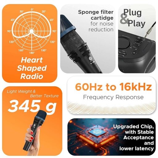 DIGIMORE Super-Cardioid Dynamic Microphone | Durable Metal Body | XLR to 6.35mm 20ft Cable with Mic Holder | Ideal for Vocals, Singing, Live Performance & Public Gatherings (D-1090) - Image 3
