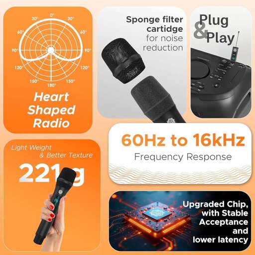 DIGIMORE Dual UHF Wireless Microphone for Singing | 8Hrs Battery | d-350 - Image 6