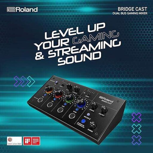 Roland BRIDGE CAST Dual Bus Gaming Mixer | Professional Audio Streaming Interface and Mixer for Online Gamers | 32-Bit Hardware DSP | USB-C Windows and Mac Connectivity | XLR Input for Microphones