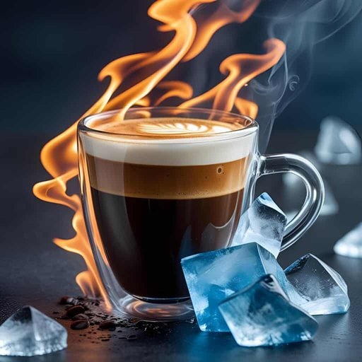 Image of coffee expresso in fire & ice.