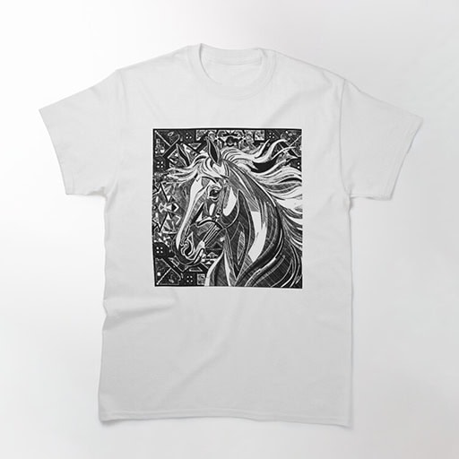 Graphic unicorn design on white t-shirt