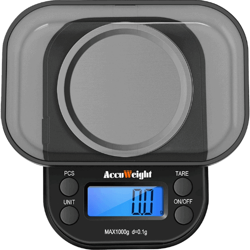 ACCUWEIGHT DIGITAL POCKET SCALE, 1000g/0.1g High Precision Multifunctional Jewelry & Gram Scale with Tare/PCS Functions - Silver