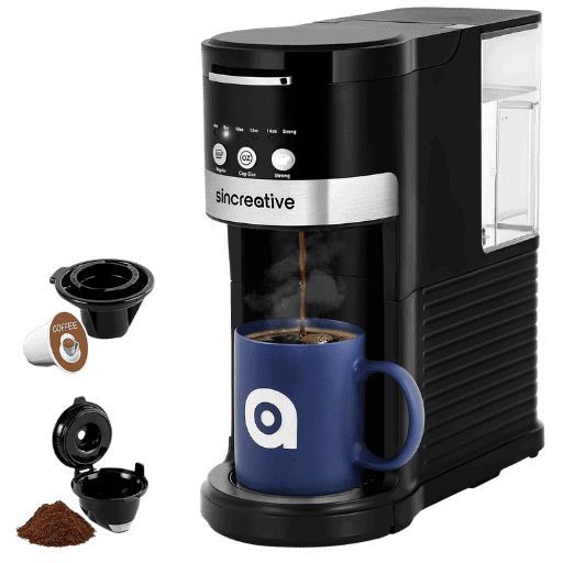 SINCREATIVE Compact Single Cup Coffee Machine with Strong Brew
