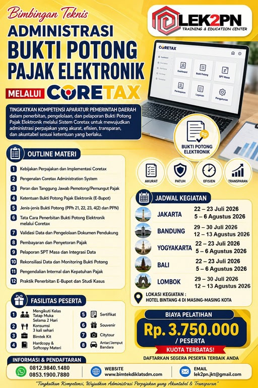 BIMTEK ADMINISTRASI BUKTI POTONG ELEKTRONIK MELALUI CORETAX