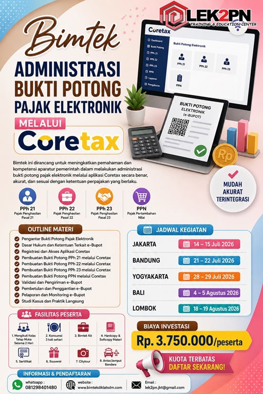 BIMTEK ADMINISTRASI BUKTI POTONG PAJAK MELALUI CORETAX