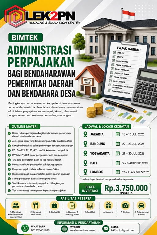 BIMTEK ADMINISTRASI PERPAJAKAN BAGI BENDAHARAWAN PEMERINTAH DAERAH DAN BENDAHARA DESA
