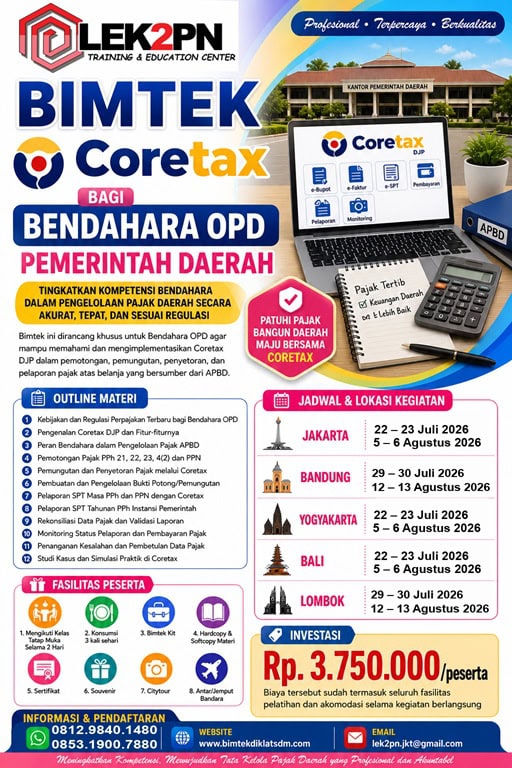 BIMTEK CORETAX BAGI BENDAHARA OPD PEMERINTAH DAERAH