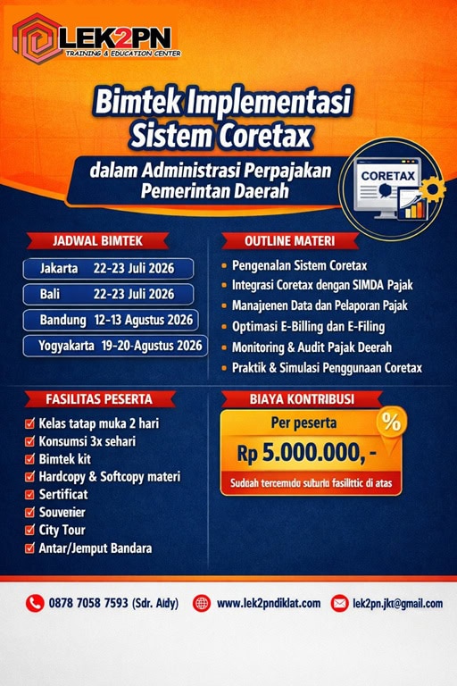 BIMTEK IMPLEMENTASI SISTEM CORETAX DALAM ADMINISTRASI PERPAJAKAN PEMERINTAH DAERAH