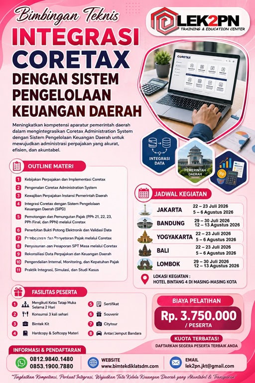 BIMTEK INTEGRASI CORETAX DENGAN SISTEM PENGELOLAAN DAERAH