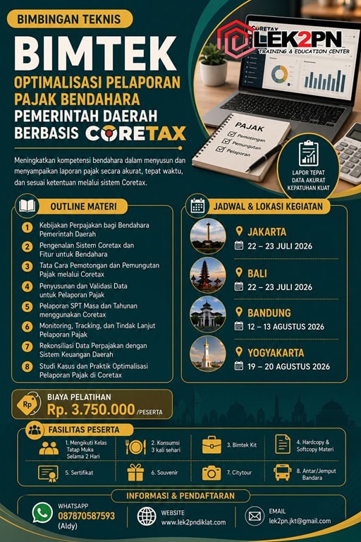 BIMTEK OPTIMALISASI PELAPORAN PAJAK BENDAHARA PEMERINTAH DAERAH BERBASIS CORETAX