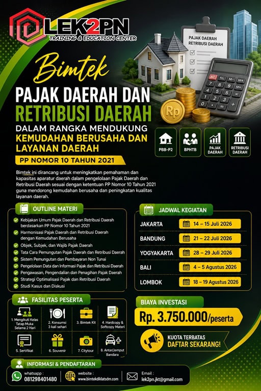 BIMTEK PAJAK DAERAH DAN RETRIBUSI DAERAH DALAM RANGKA MENDUKUNG KEMUDAHAN BERUSAHA DAN LAYANAN DAERAH PP NOMOR 10 TAHUN 2021