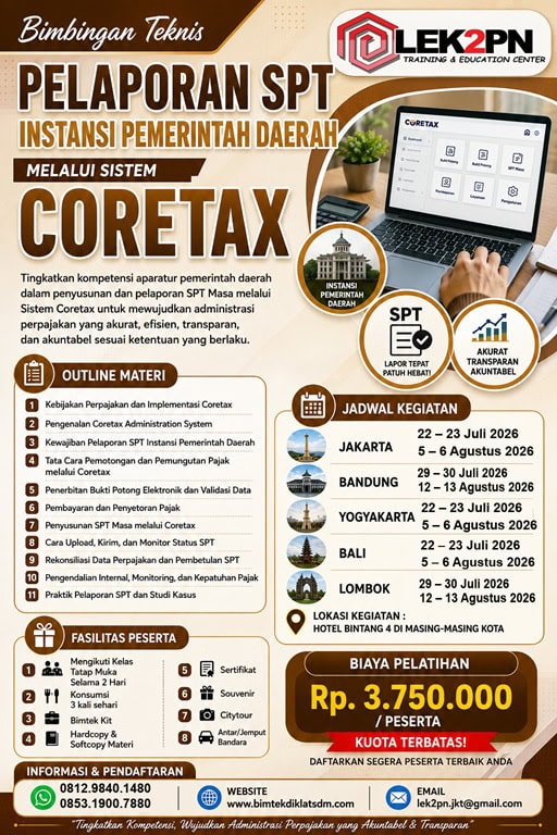 BIMTEK PELAPORAN SPT INSTANSI PEMERINTAH DAERAH MELALUI SISTEM CORETAX