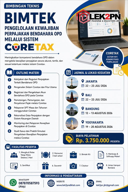 BIMTEK PENGELOLAAN KEWAJIBAN PERPAJAKAN BENDAHARA OPD MELALUI SISTEM CORETAX