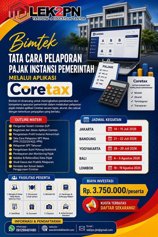 BIMTEK TATA CARA PELAPORAN PAJAK INSTANSI PEMERINTAH MELALUI APLIKASI CORETAX