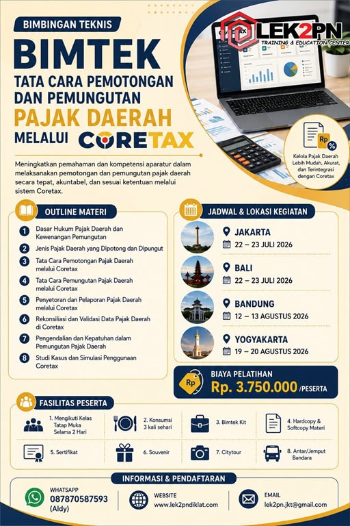 BIMTEK TATA CARA PEMOTONGAN DAN PEMUNGUTAN PAJAK DAERAH MELALUI CORETAX