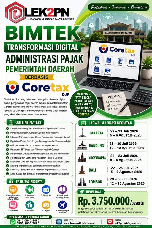 BIMTEK TRANSFORMASI DIGITAL ADMINISTRASI PAJAK PEMERINTAH DAERAH BERBASIS CORETAX