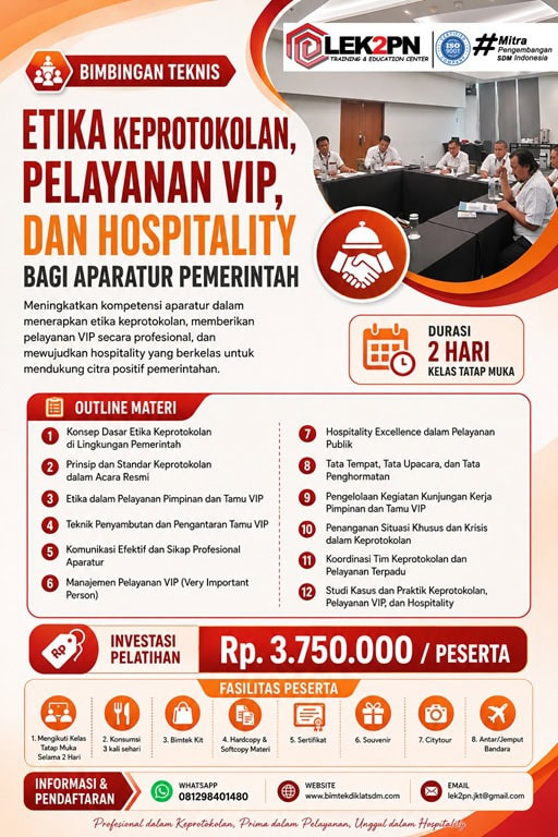 Bimtek Etika Keprotokolan, Pelayanan VIP, dan Hospitality bagi Aparatur Pemerintah