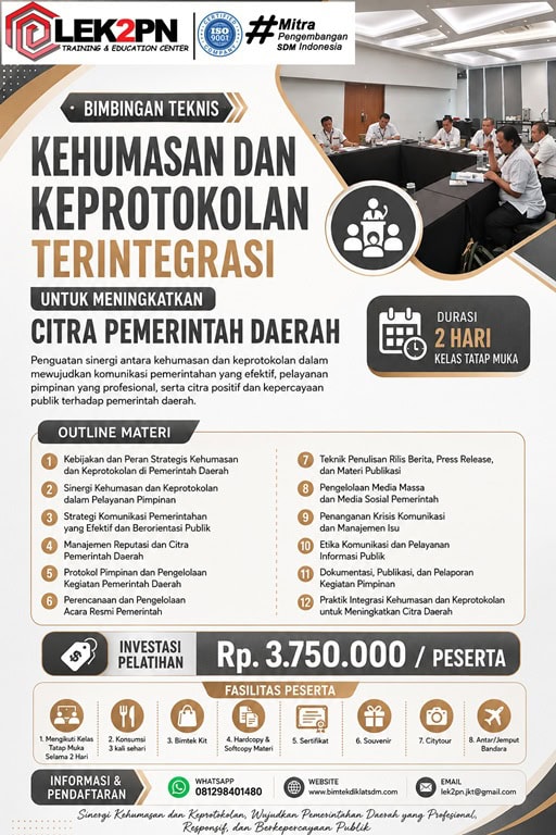 Bimtek Kehumasan dan Keprotokolan Terintegrasi untuk Meningkatkan Citra Pemerintah Daerah