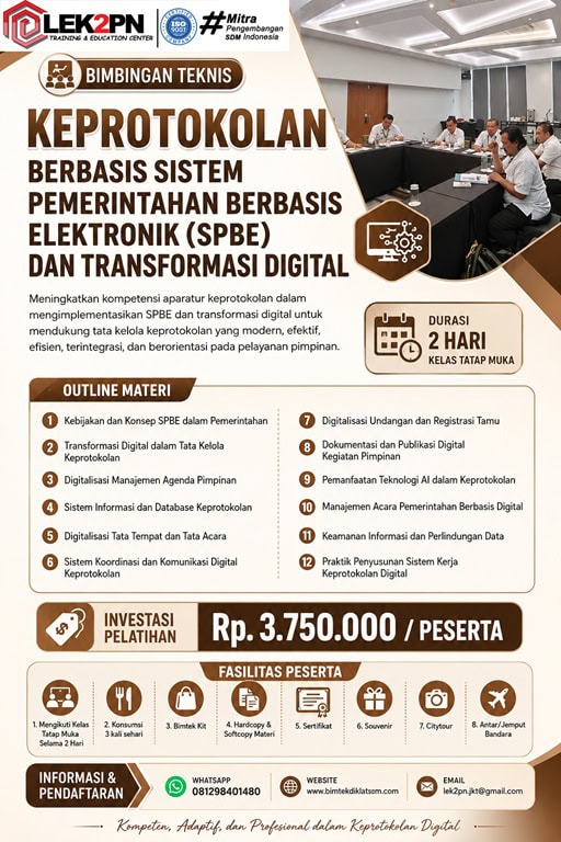 Bimtek Keprotokolan Berbasis Sistem Pemerintahan Berbasis Elektronik (SPBE) dan Transformasi Digital