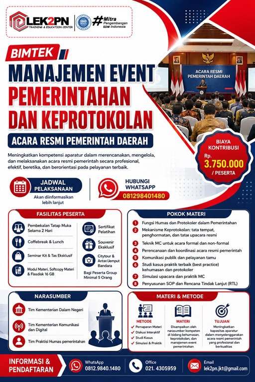 Bimtek Manajemen Event Pemerintahan dan Keprotokolan Acara Resmi Pemerintah Daerah