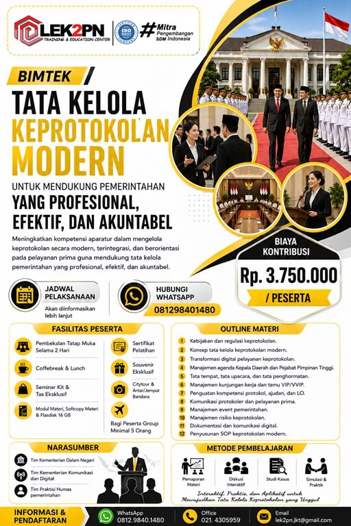Bimtek Tata Kelola Keprotokolan Modern untuk Mendukung Pemerintahan yang Profesional, Efektif, dan Akuntabel
