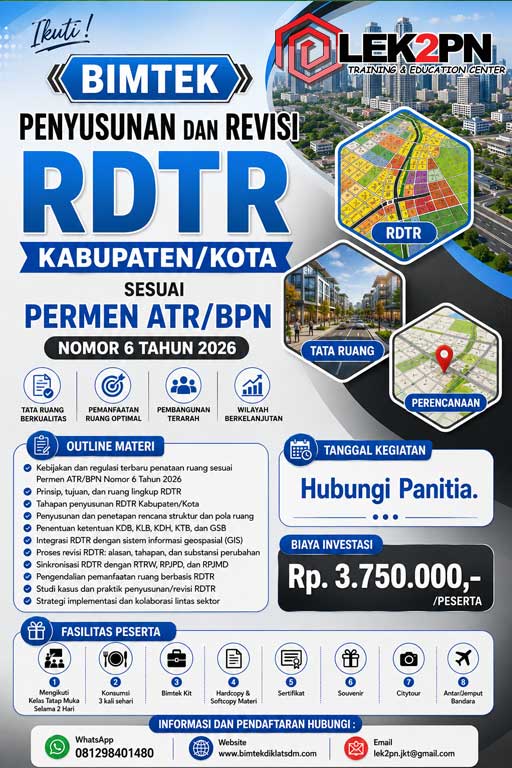Bimtek Penyusunan dan Revisi RDTR Kabupaten/Kota Sesuai Permen ATR/BPN Nomor 6 Tahun 2026 